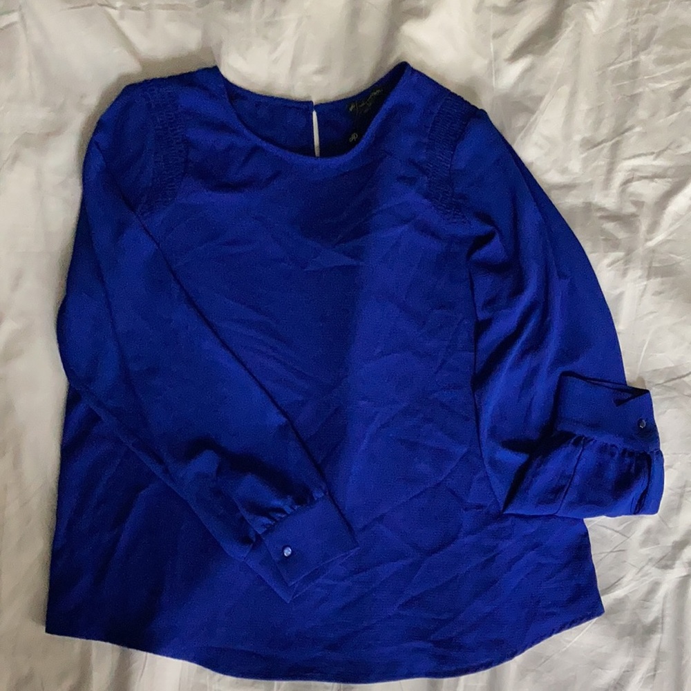Adrianna Papell Blouse, Size large, Color blue,